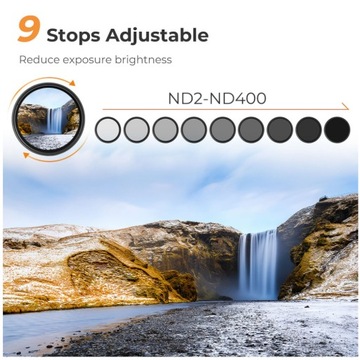 K&F Concept Basic Fader NDX Регулируемый серый фильтр ND2 - ND400 - 77 мм