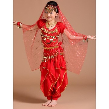 Детский костюм для танца живота. Топ с бахромой, шаровары,