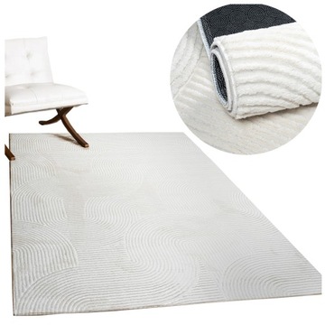 Dywan Pluszowy Glamour Do Salonu Soft Jasny Geometryczny 3D 160x230cm Łuki