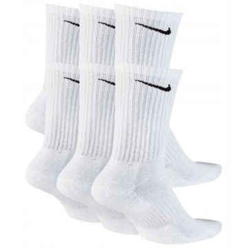 SKARPETY NIKE DŁUGIE SKARPETKI BIAŁE CZARNE LOGO 6-PAK rozmiar 38-42 (M)
