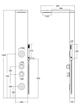 Corsan Balti Shower Panel Mixer Bamboo Wood