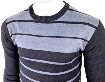 SWETER MĘSKI Z DODATKIEM WEŁNY _ O51 PASKI r. XXL