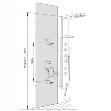 Душевая панель со светодиодной подсветкой, душ-водопад, гидромассаж - элегантная ванная комната