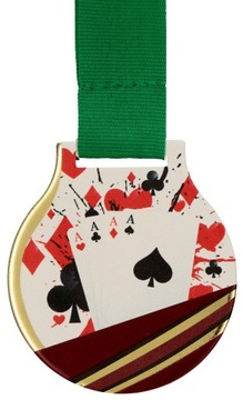 MEDAL KARTY GRY KARCIANE BRYDŻ 5 cm + szarfa