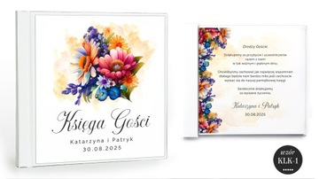 ГОСТЕВАЯ СВАДЕБНАЯ КНИГА - ВХОДНАЯ КНИГА - ЦВЕТЫ В РУСТИКЕ БОХО - 150 СТРАНИЦ