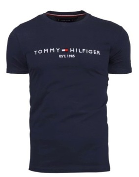 T-shirt męski okrągły dekolt Tommy Hilfiger rozmiar L Granat