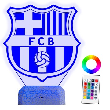 XL Lampka Nocna LED 3D FC Barcelona Piłka 16 kolorów + Pilot