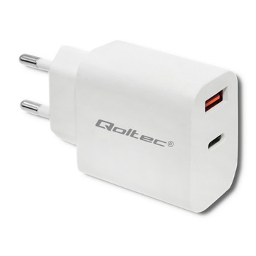 Szybka Ładowarka sieciowa do smartfona 18W 5-12V 1.5-3A USB-C PD USB QC 3.0