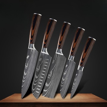 Кухонный нож с дамасским узором - 20см, Chef's Knife