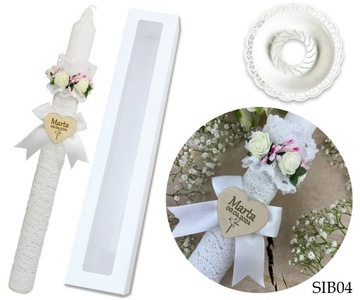 КРЕЩЕННАЯ СВЕЧА на КРЕЩЕНИЕ Сретение с ИМЕНЕМ для МАЛЬЧИКА ДЕВОЧКИ SiB