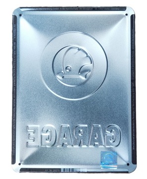 Вывеска SKODA GARAGE, металл подарочная, 15х20