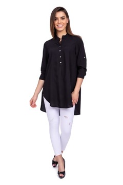 СВОБОДНАЯ, АССИММЕТРИЧНАЯ ДЛИННАЯ РУБАШКА, черная, размер S - 50