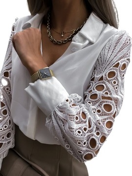 Elegancka bluzka damska koszula ozdobne rękawy