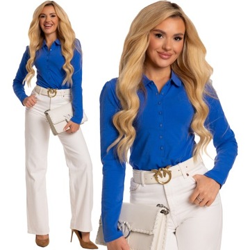 Efektowna Wygodna Elegancka BLUZKA Damska Kołnierzyk Dużo Rozmiarów