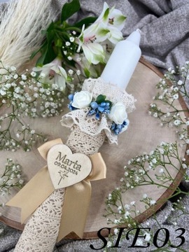 КРЕЩЕННАЯ СВЕЧА ДЛЯ КРЕЩЕНИЯ И ДЕРЕВЯННАЯ ШКАТУЛКА ДЛЯ СВЕЧИ, ЭКО ГРАВИРОВКА