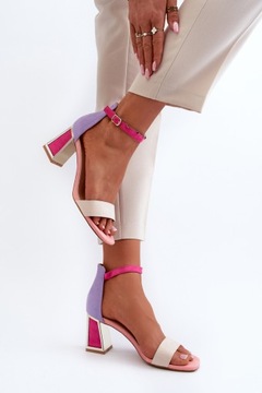 SANDAŁY ZAMSZOWE NA OBCASIE SŁUPKU RÓŻOWE 39