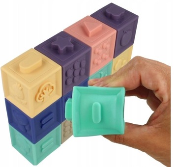 СЕНСОРНЫЕ БЛОКИ 12 ШТ. ФОРМЫ ЦВЕТА КУБ