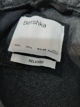 II KOSZULA BERSHKA SZARO CZARNA MIŁY MATERIAŁ L