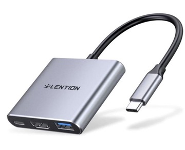 LENTION Hub USB C 3 w 1 z 4K HDMI i PD