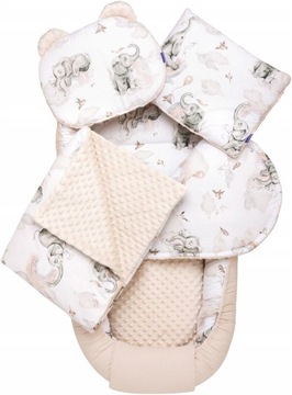MINKY Zestaw NIEMOWLĘCY 5w1 ECRU KOKON XXL JUKKI