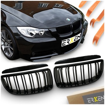 Nerki grill czarny połysk BMW E90 E91 04-07 Sedan kombi przed liftingiem