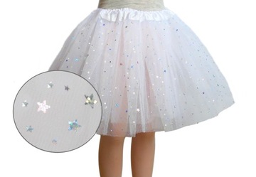 *SPÓDNICZKA TIULOWA SPÓDNICA TUTU 30cm BIAŁA w GWIAZDKI