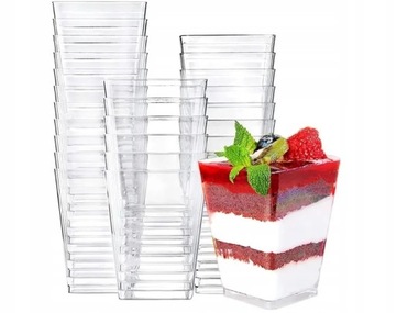 KWADRATOWE POJEMNIKI NA DESERKI 200ML 20 SZT