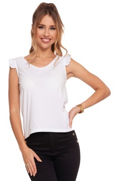 БЛУЗКА БЕЛАЯ ЖЕНСКАЯ, ХЛОПОК, БЕЗ РУКАВОВ, С РЮШАМИ, ЭЛЕГАНТНАЯ, ГЛАДКАЯ, MORAJ M