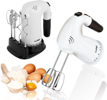 MIKSER RĘCZNY ROBOT KUCHENNY 200W 4 KOŃCÓWKI 5 PRĘDKOŚCI + PODSTAWKA LUND