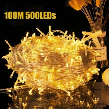 łańcuch świetlny zewnętrzny 500 diod LED 100 m