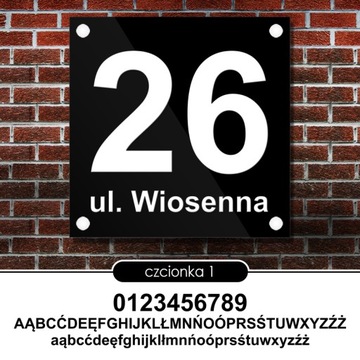 Tablica adresowa adres 3D numer na dom 25x25 czarna - szkło akrylowe
