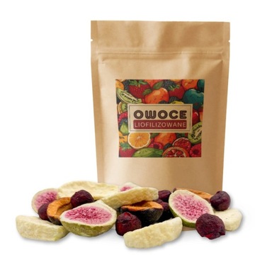 MIX TO GO 50g owoce liofilizowane figa wiśnia jabłko CHRUPIĄCE LIO SNACK