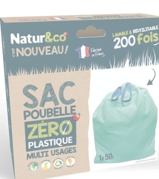 NATURA & CO Worek na śmieci wielokrotnego użytku 50l