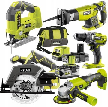 RYOBI ZESTAW COMBO 5 NARZĘDZI 18V +2Ah + 5Ah BATERIA +TORBA