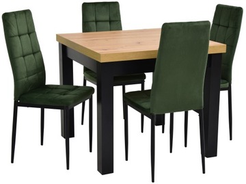 Zestaw STÓŁ ROZKŁADANY 90x90 z 4 krzesłami ZIELONE