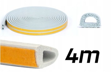 USZCZELKA DO DRZWI OKNA 9x6mm 4m BIAŁA SAMOPRZYLEPNA TYP D uszczelniająca