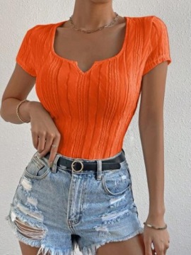 SHEIN ОРАНЖЕВАЯ ТЕКСТУРНАЯ БЛУЗКА С КОРОТКИМИ РУКАВАМИ M 15341