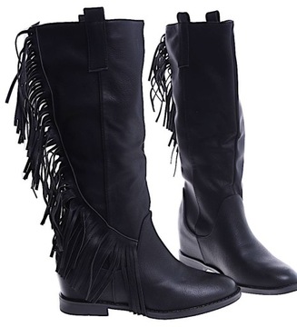 ЧЕРНЫЕ ЖЕНСКИЕ КОВБОЙСКИЕ БОТИНКИ НА ТЕЛЕЖКЕ 14903 36