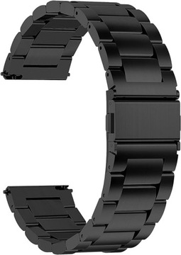 Bransoleta do zegarka, czarna, stalowa elegancka, 22 mm