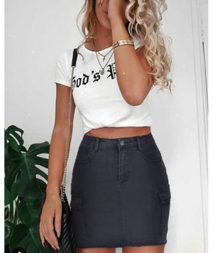 JS720 MINI CARGO JEANS Юбка-карандаш S