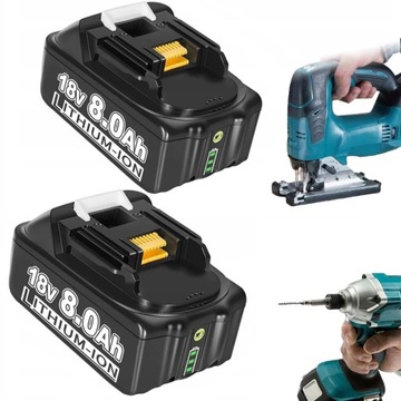 ЛИТИЕВЫЙ АККУМУЛЯТОР ДЛЯ ЭЛЕКТРОИНСТРУМЕНТОВ ДЛЯ BL1860B 8V 8AH ИНДИКАТОР ЗАРЯДА 2 ШТ.