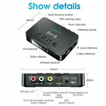 M6 Bluetooth-адаптер Bluetooth 5.0 NFC FM USB-передатчик Приемник