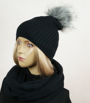 KOMPLET CZAPKA + KOMIN pompon # 40