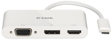 Адаптер D-Link 3 в 1 USB-C — HDMI/VGA/DisplayPort DUB-V310 с USB-концентратором |