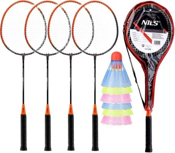 Ракетки для бадминтона + набор красочных воланов в футляре