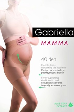 GABRIELLA Mamma 40 den gładkie rajstopy ciążowe lycra brąz 4-L Gazela