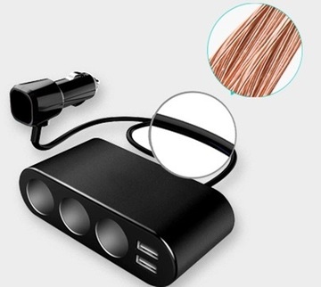 РАСПРЕДЕЛИТЕЛЬ ЗАЖИГАЛКИ ТРОЙНИКА 12-24В 2xUSB 120Вт