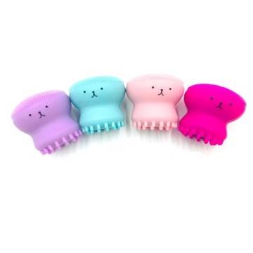 Кисть для умывания лица в виде осьминога цвета фуксии