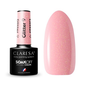 CLARESA BROKATOWY LAKIER HYBRYDOWY 5ml GLITTER 9