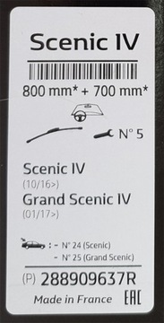 КОМПЛЕКТ ПЕРЕДНИХ ДВОРНИКОВ OE RENAULT SCENIC 4 IV